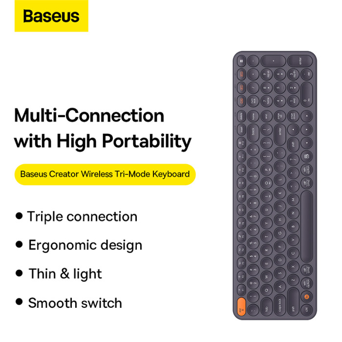 Bàn phím Bluetooth Baseus K01 - Kết nối Bluetooth cùng lúc tới 3 thiết bị