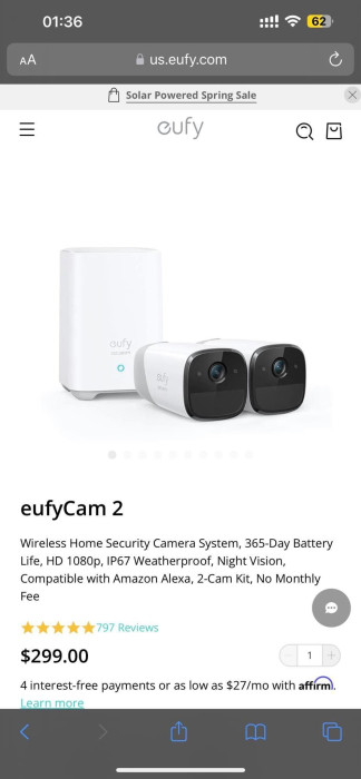 Bộ 2 Camera không dây 365 days Hãng ANKER Eufy Entry Sensor (Bonus) ( Mỹ )