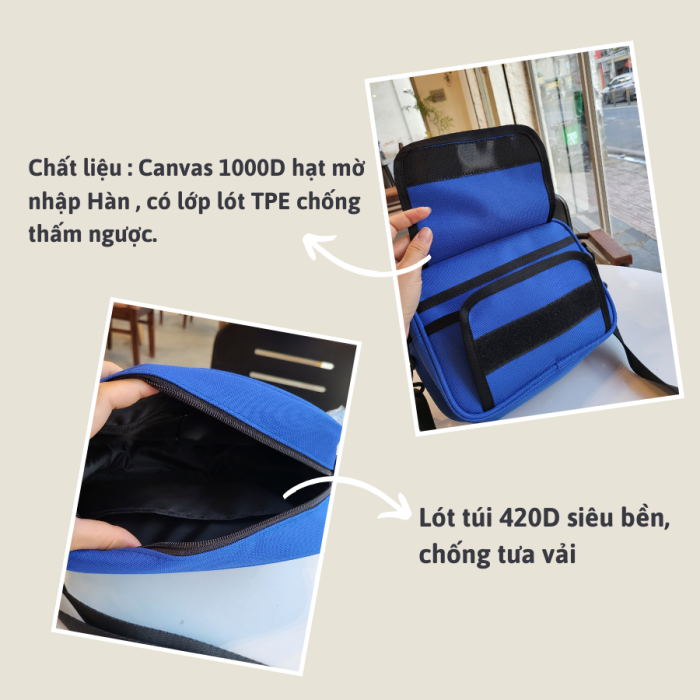 (màu đen)Túi đeo chéo nam nữ chất liệu Canvas 1000D trượt nước