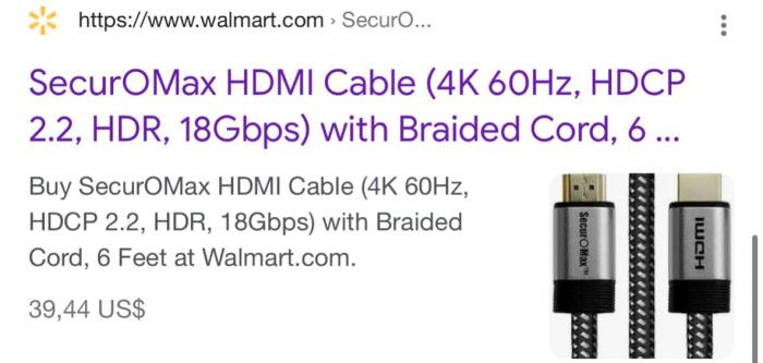 Dây cáp 1 mét HDMI 4K xịn hãng SecurOMax ( Mỹ ) dài 1M