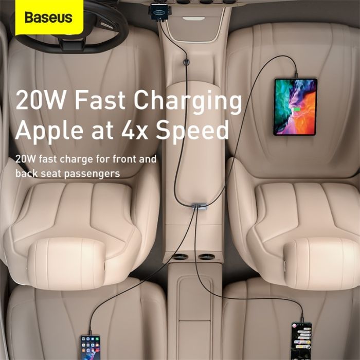 Tẩu sạc nhanh mở rộng 4 Port Baseus Share Together Extention Car Charger 120W