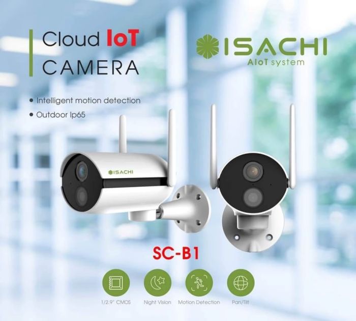 Combo iot Camera ngoài trời ISACHI SC-B1 + Thẻ 64Gb + Hộp Kỹ Thuật - Full VAT - BH 24 Tháng