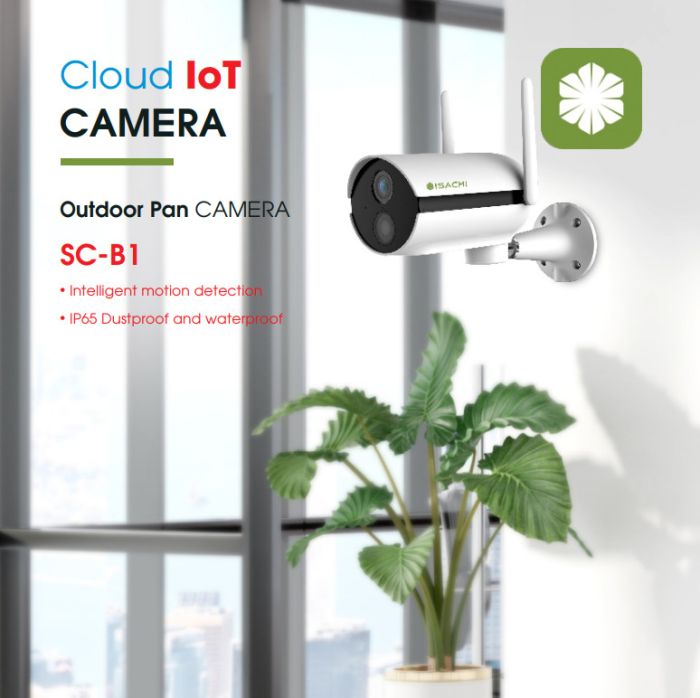 Combo iot Camera ngoài trời ISACHI SC-B1 + Thẻ 128Gb + Hộp Kỹ Thuật - Full VAT - BH 24 Tháng