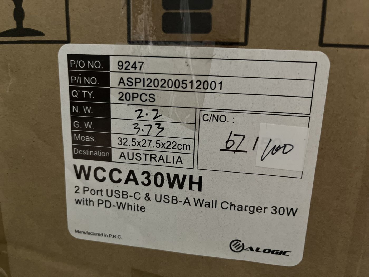 Cục Sạc Nhanh 30W Hàng USA - AlOGIC WCCA30WH - 2 Cổng Sạc - Type C 18W - USB 12W - Sản Phẩm Mới 100%