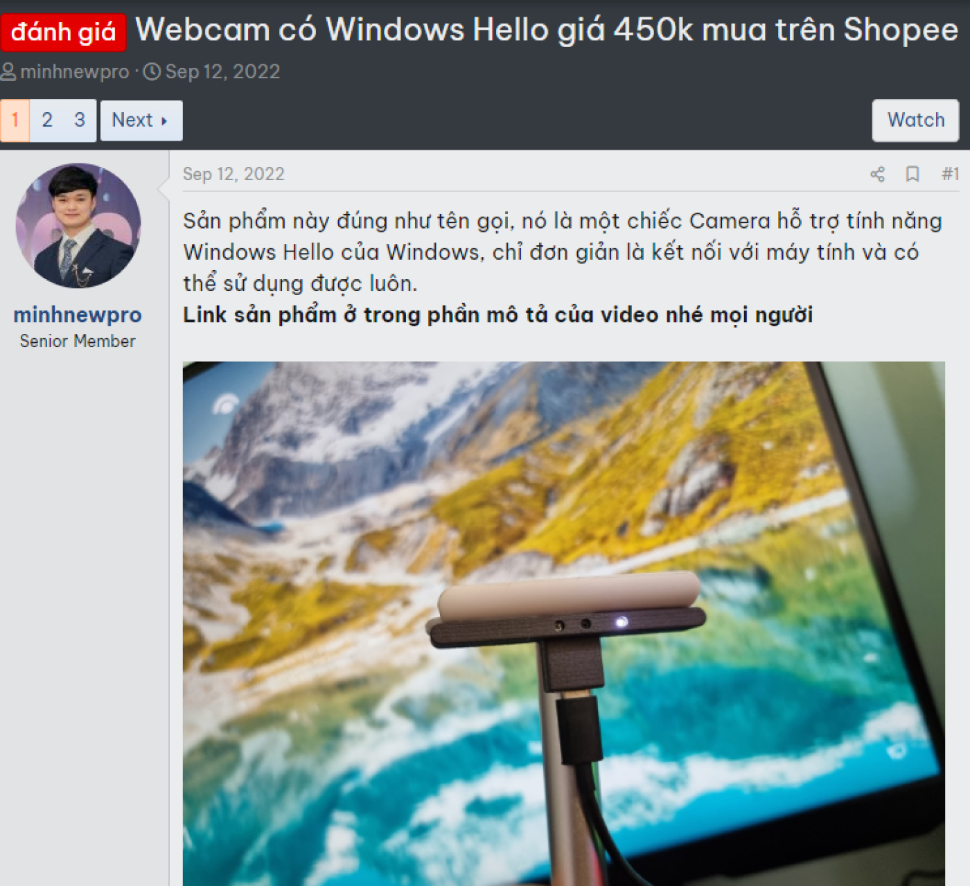 Webcam FullHD nhận diện gương mặt Window Hello - IR Face iD