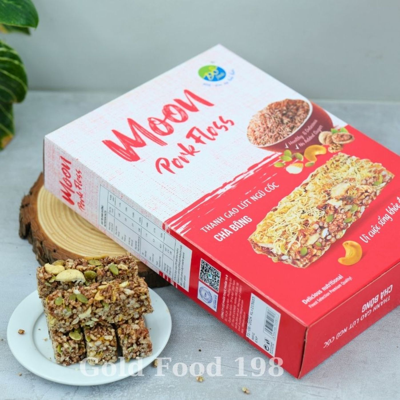 Thanh gạo lứt ngũ cốc Chà Bông hỗ trợ giảm cân, ăn vặt Healthy - Hộp ( 215G )