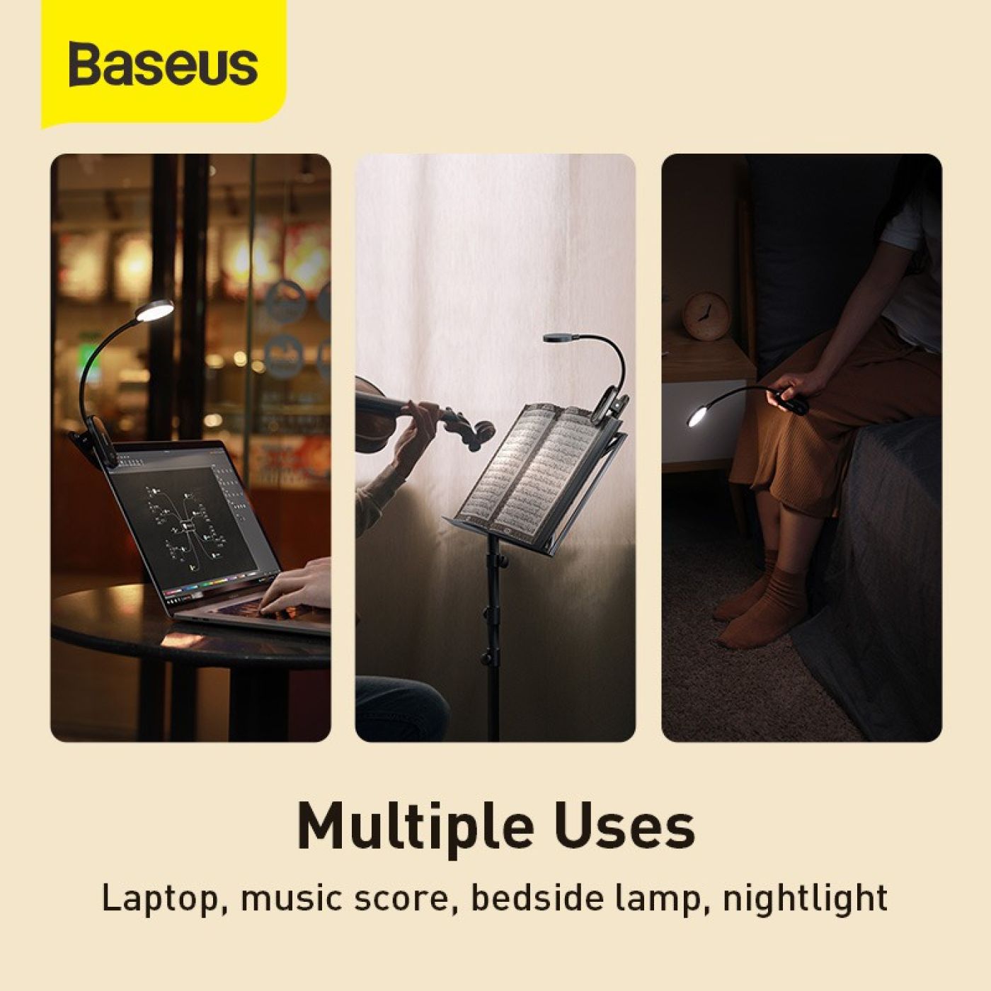 Đèn đọc sách mini, pin sạc tiện dụng Baseus Comfort Reading Mini Clip Lamp ( Dịu mắt, chân kẹp, 3 mứ