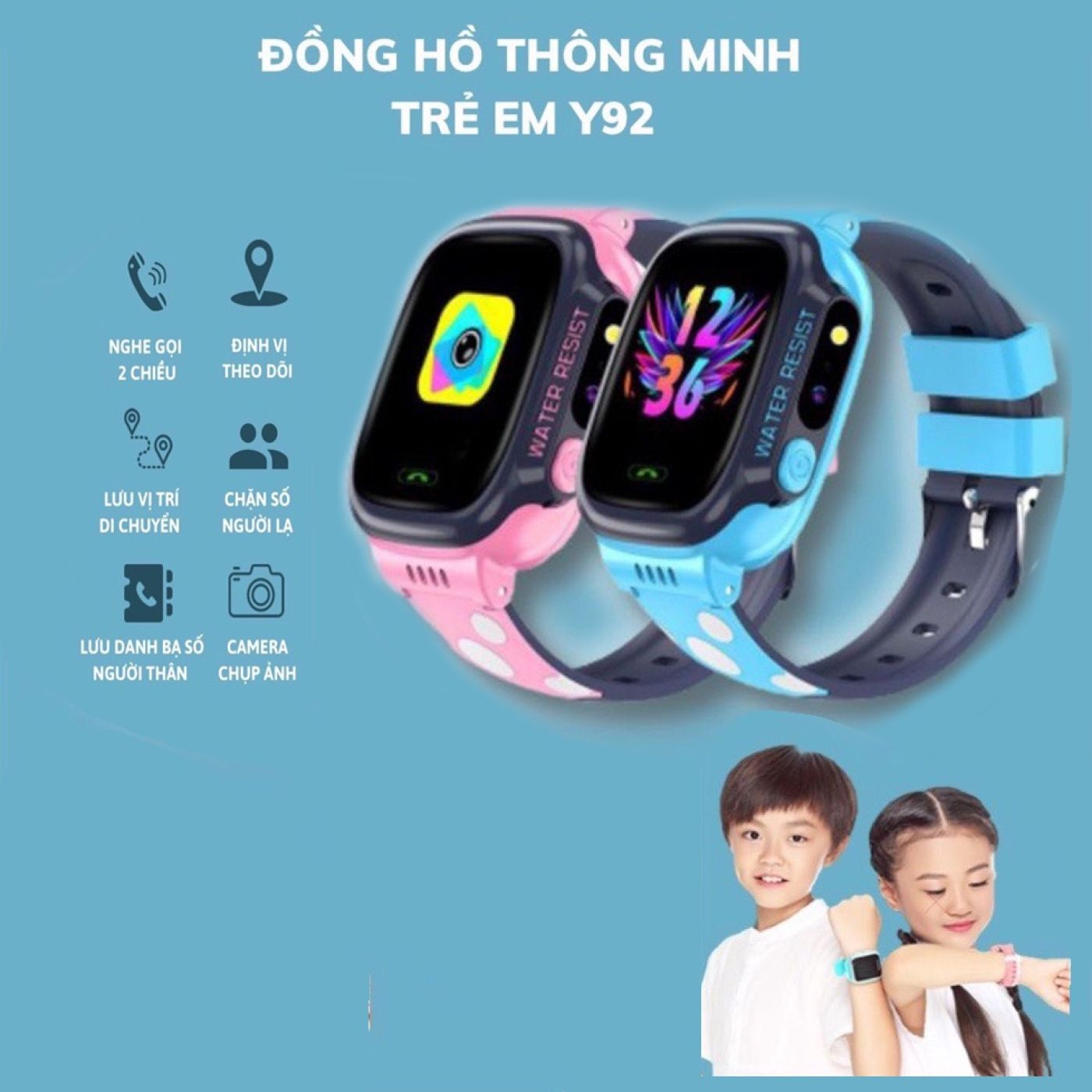 Đồng Hồ Thông Minh Trẻ em XS Store Y92, Lắp Sim - Nghe Gọi, Chống Nước IP67