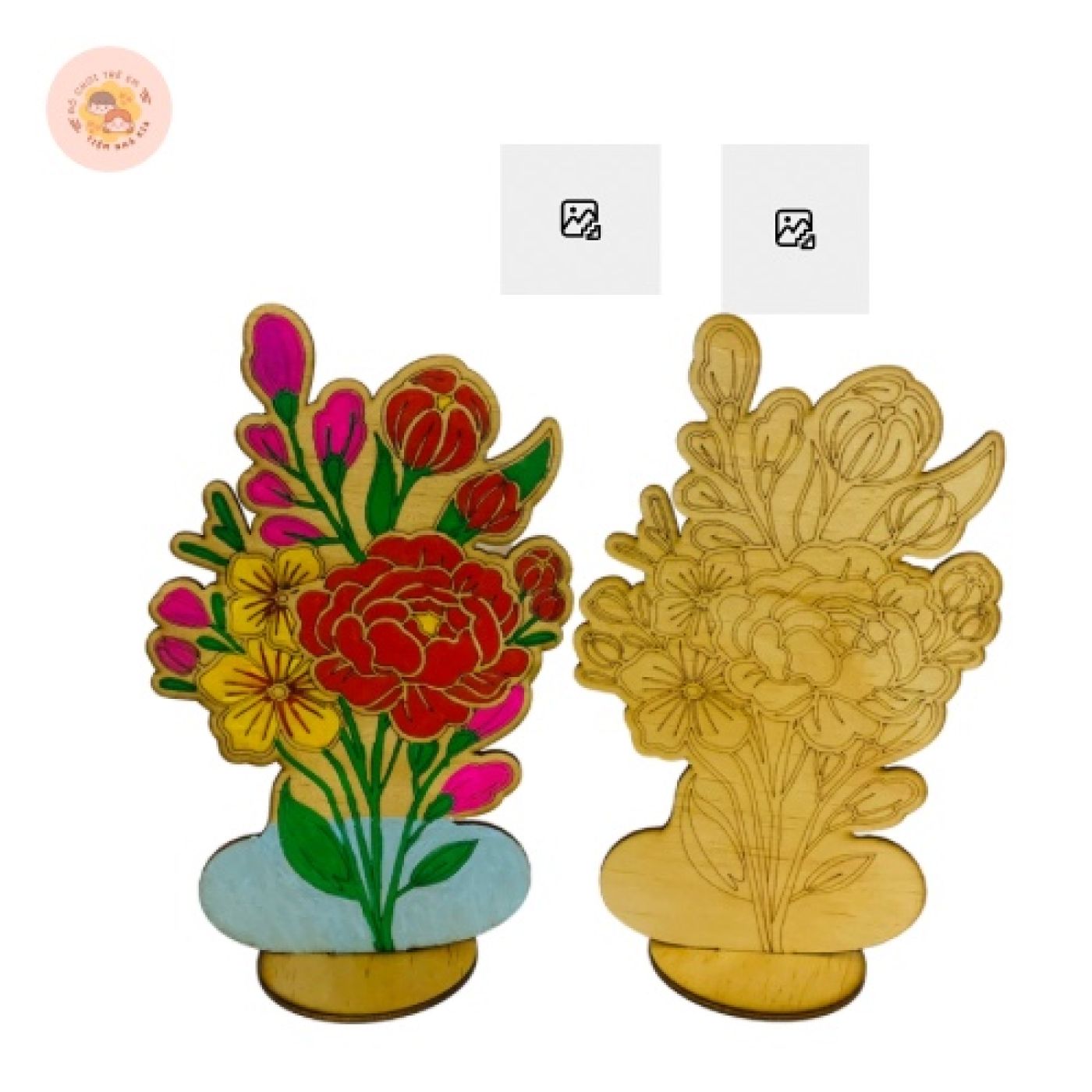 [Loại to] Hoa gỗ tô màu DIY kích thước 20*25cm giúp bé thoả sức sáng tạo_Có thể làm quà tặng, decor
