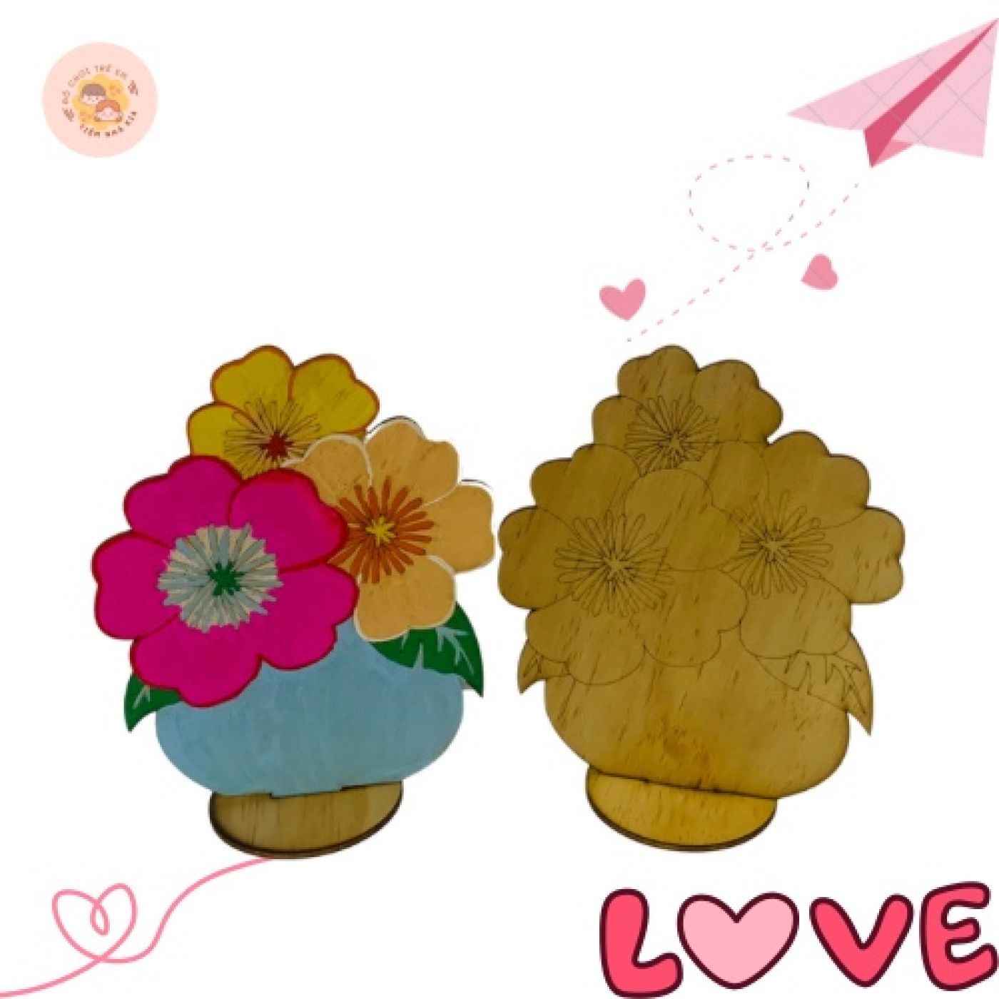 [Loại to] Hoa gỗ tô màu DIY kích thước 20*25cm giúp bé thoả sức sáng tạo_Có thể làm quà tặng, decor