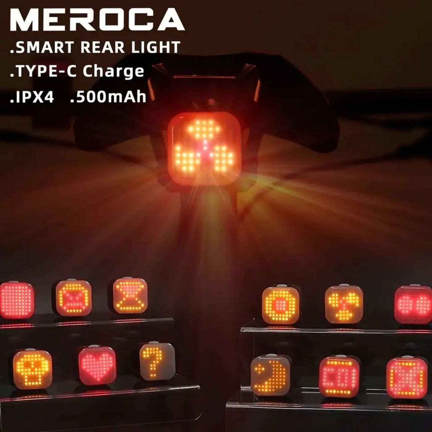 Đèn hậu cảm biến phanh thông minh kèm nhiều icon emoticons 500mha MEROCA