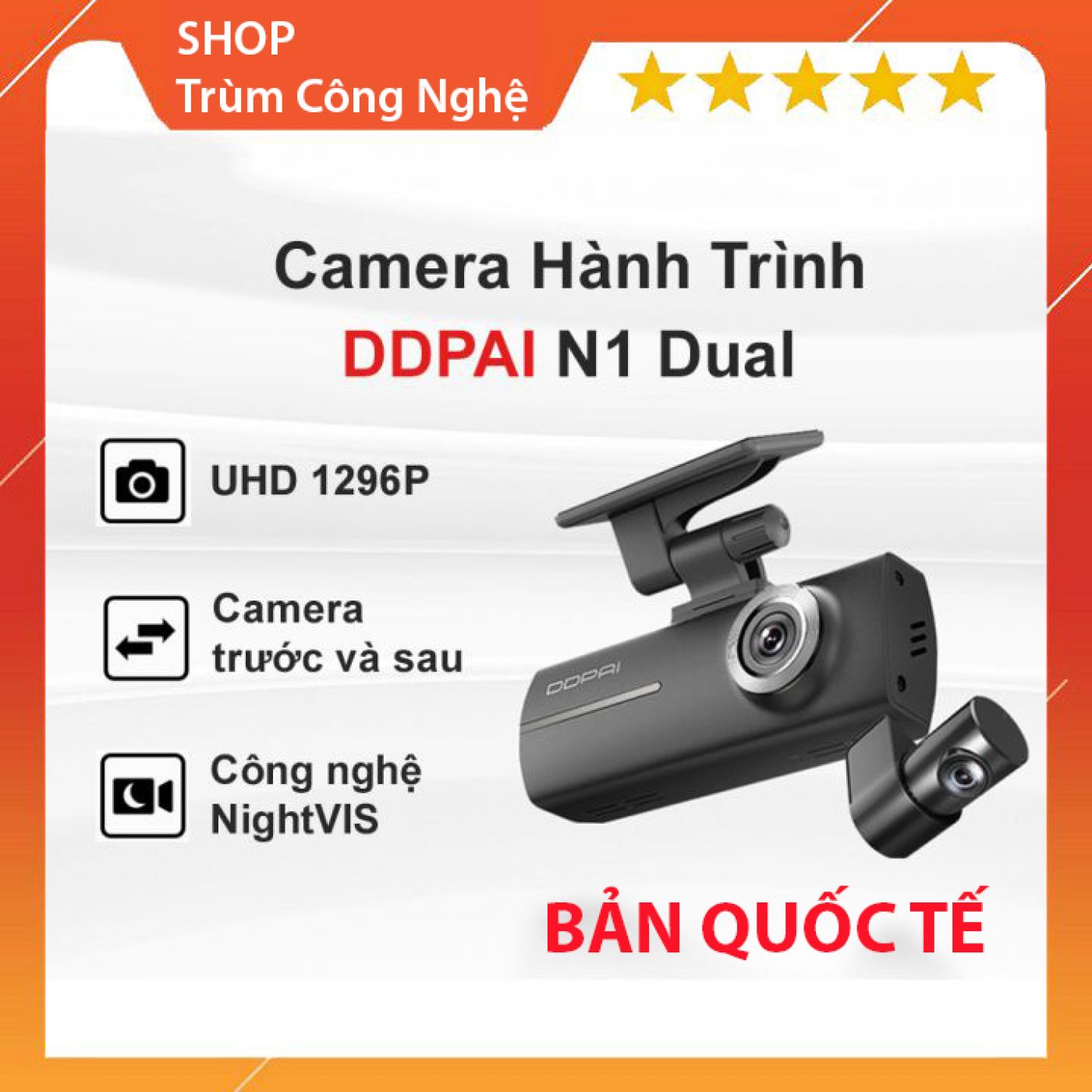 Camera Hành Trình DDPAI N1 Dual Trước và Sau - Bản Quốc Tế