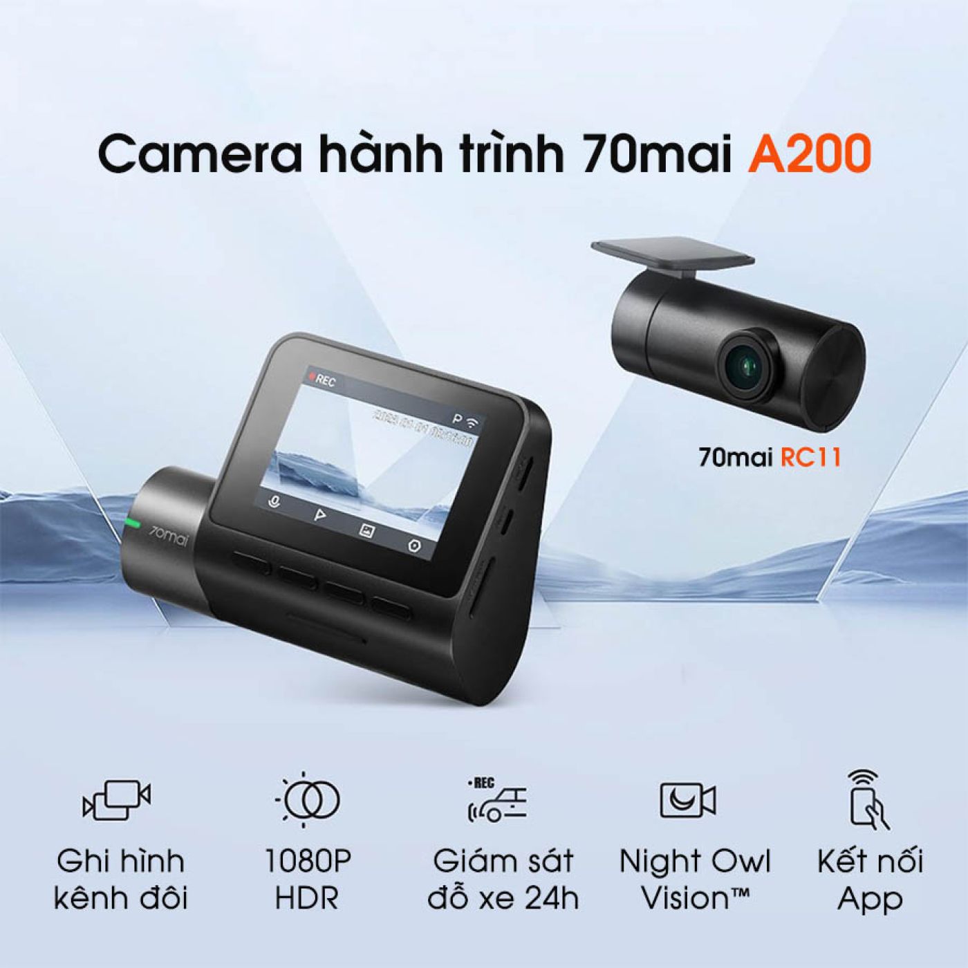 Camera Hành Trình ô tô 70mai A200 HDR FUD - Ghi Hình Trước Sau - Phiên Bản Quốc Tế