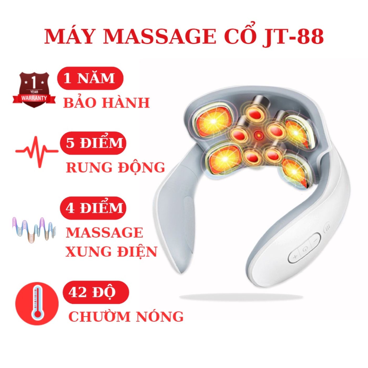 Massage Cổ Vai Gáy, Mát Xa Rung Động Cơ Học và Xung Điện JT88