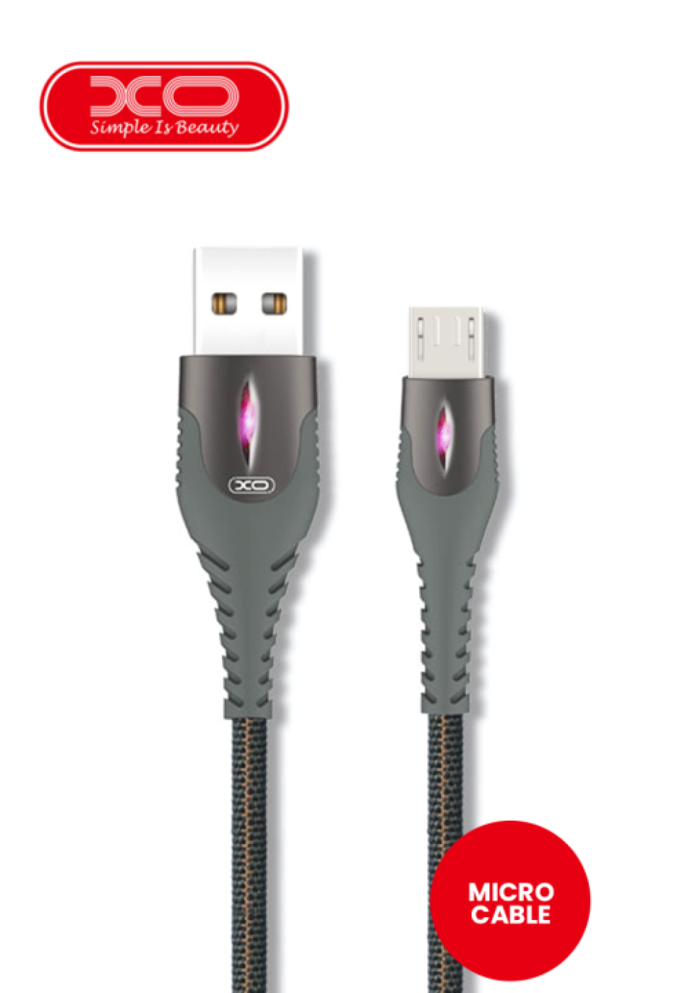 Cáp Sạc Báo Đèn XO NB138 USB Sang Micro Đèn Vải Hợp Kim Kẽm, Giúp Sạc Siêu Nhanh