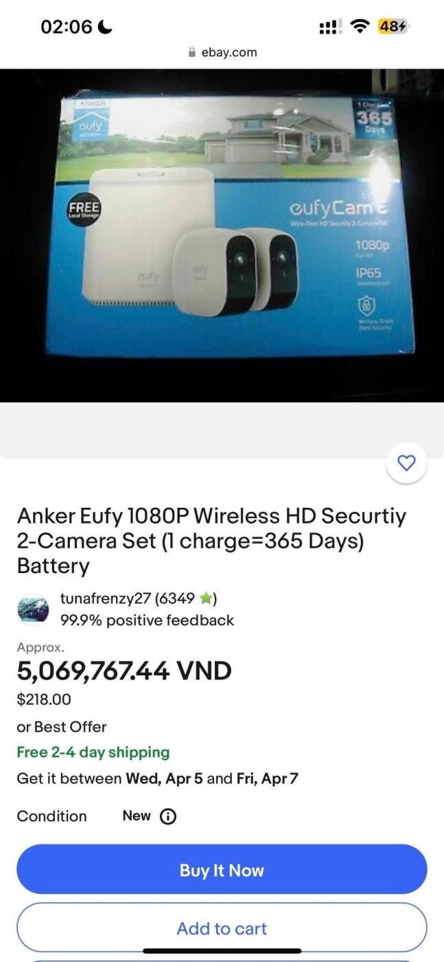 Camera Anker Eufy Camera E 365 Days Wire-Free HD Security 2-Camera Set - Cam vuông