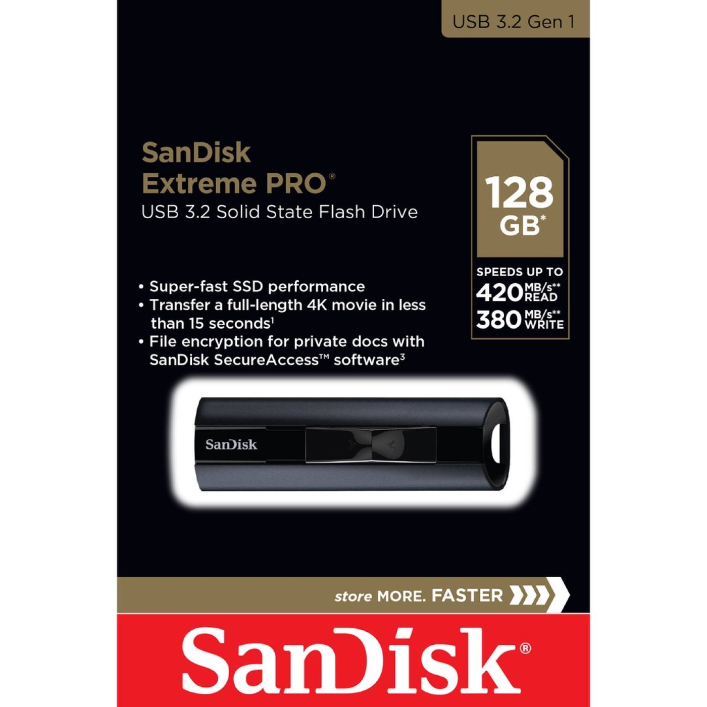 USB 3.2 3.1 SanDisk Extreme Pro CZ880 128GB 420MB/s (SDCZ880-128G-A46)