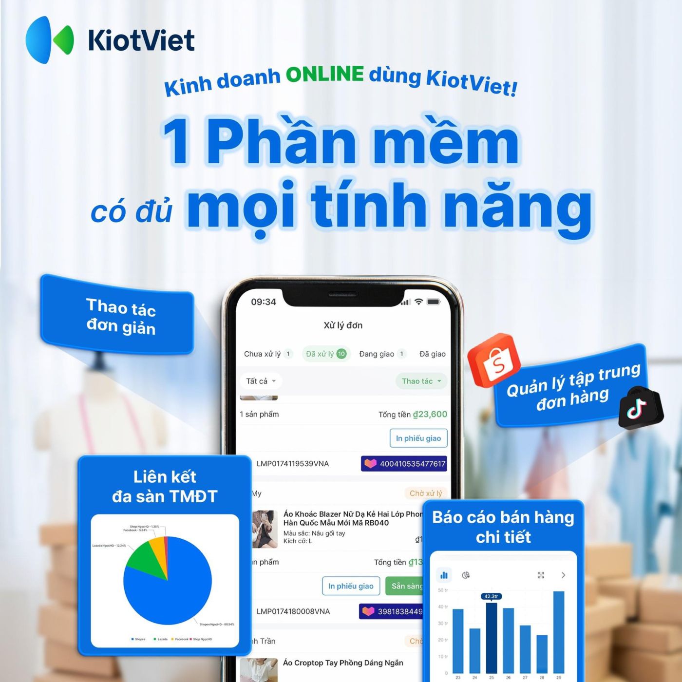 Phần mềm quản lý bán hàng Kiotviet gói 1 năm hỗ trợ