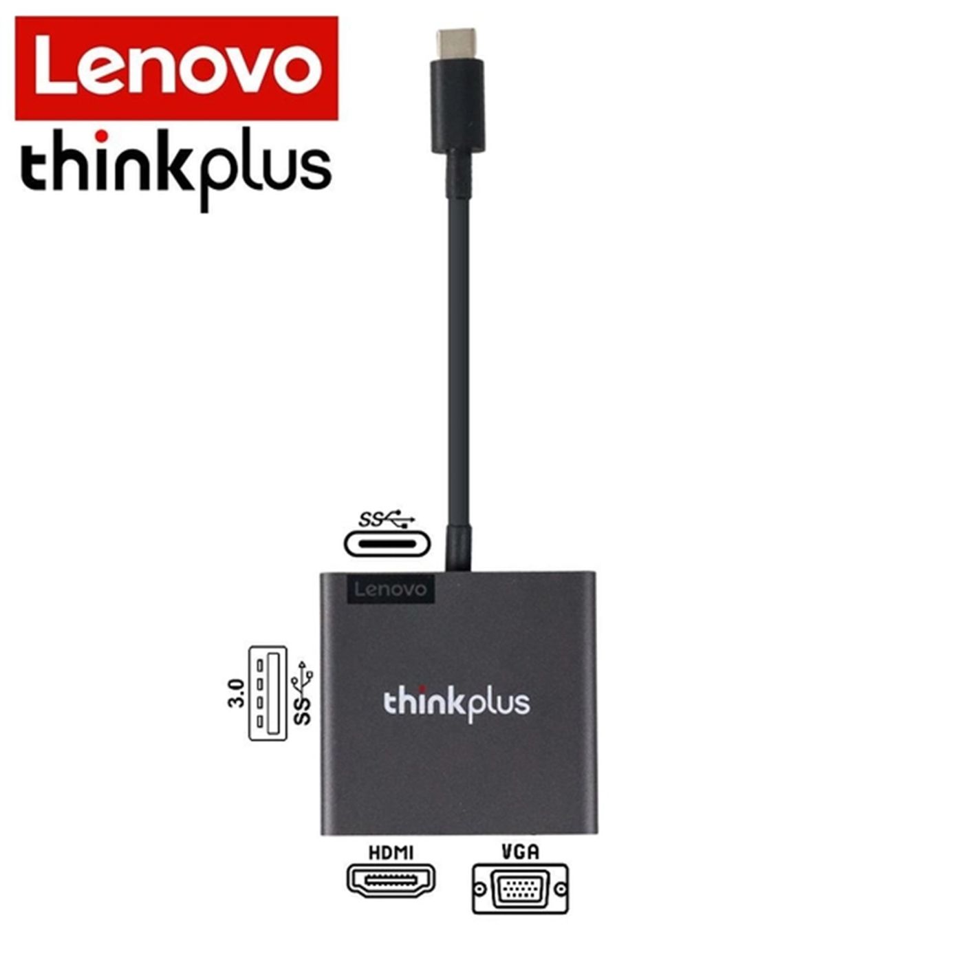 HUB chuyển Lenovo Type C 4 trong 1 (Type-c sang HDMI/VGA/USB3.0 và cổng sạc 65w)