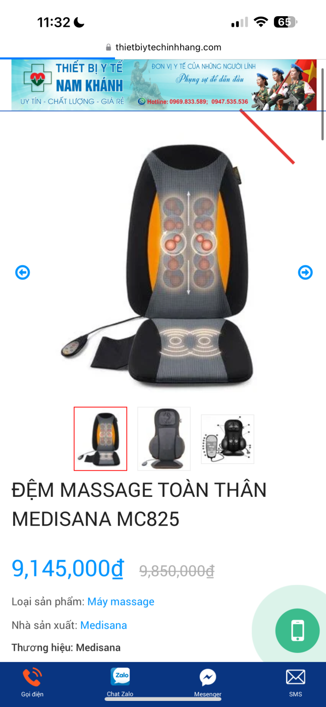 Đệm ghế Massage hãng MEDISANA ( Đức ) Model : MC 825/ 826