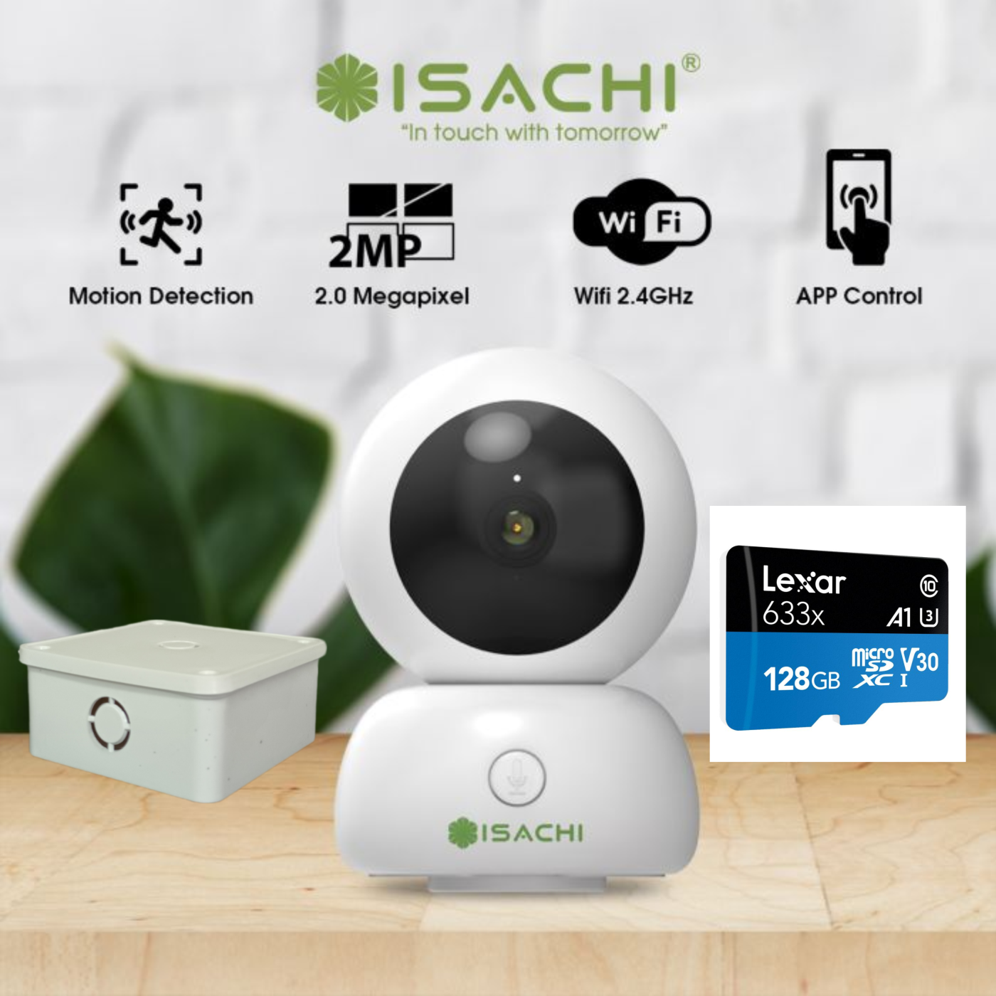 Combo IoT camera ISACHI SC-D1 (2MP) + Thẻ Nhớ 128 + Chân Đế - BH 24 Tháng Full VAT