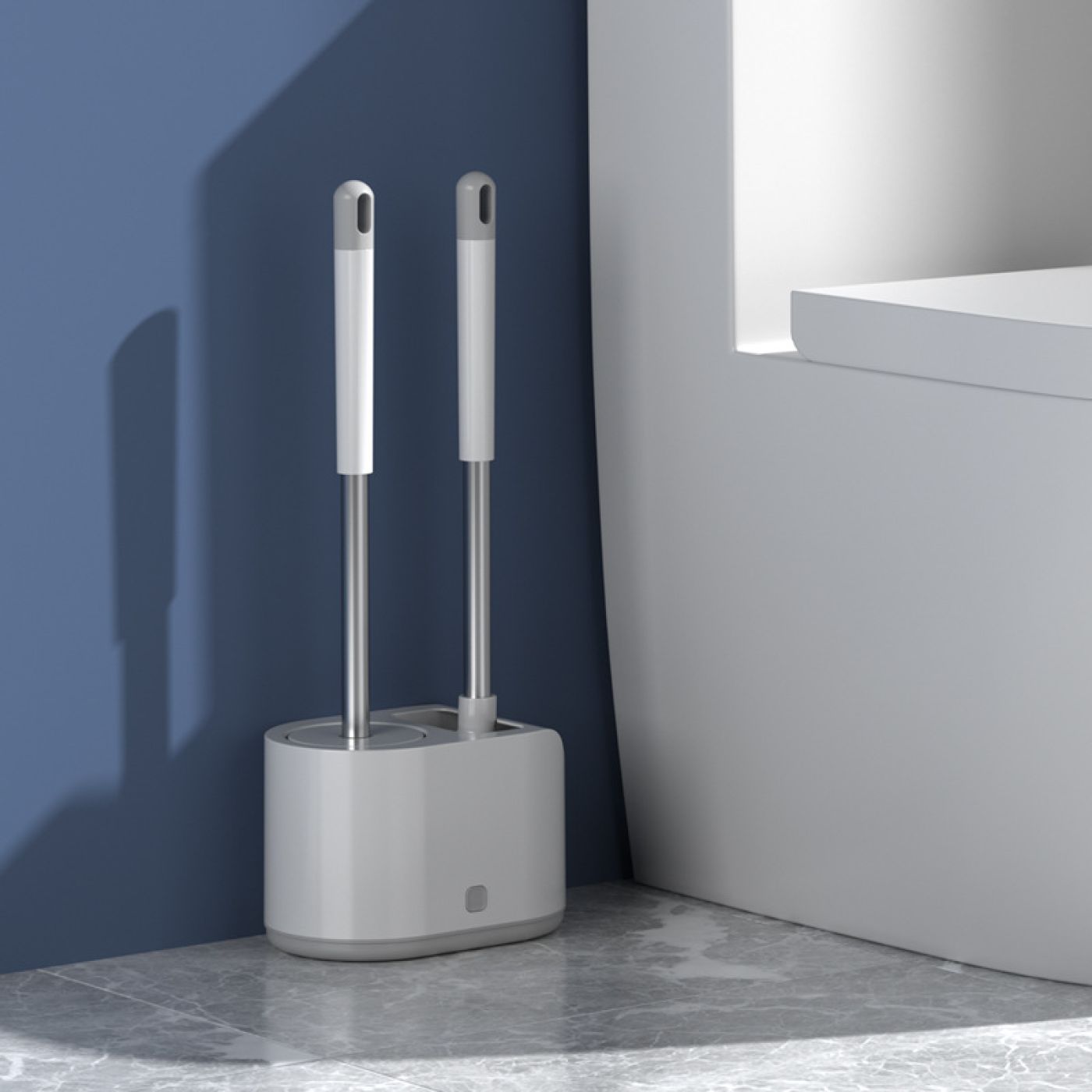 Bàn chải toilet, cọ bồn cầu silicon 2 trong 1 thiết kế thông minh có giá gắn tường có rãnh thoát