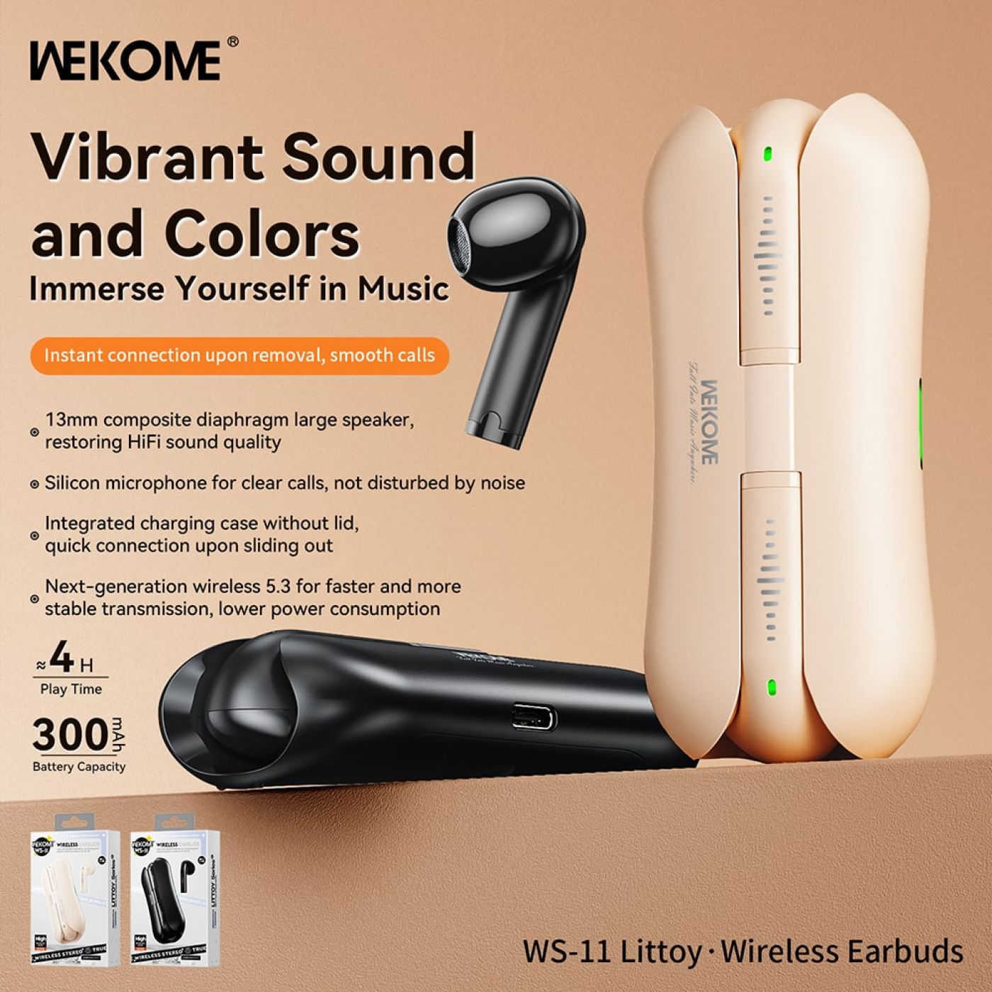 Tai Nghe Bluetooth Wekome WS-11 Littoy Wireless Earbuds