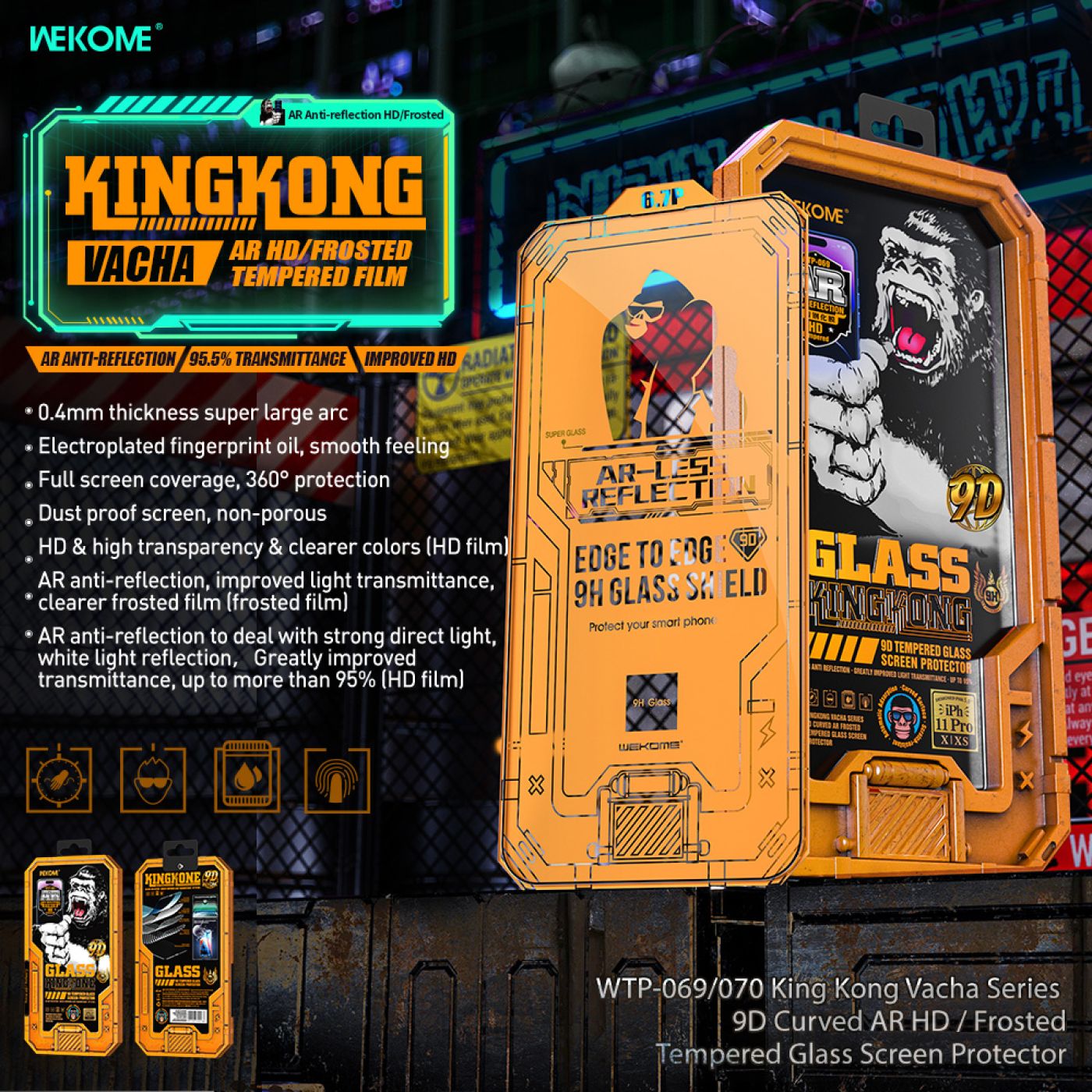 Kính Cường Lực KingKong WEKOME Frosted Screen Protector WTP-070