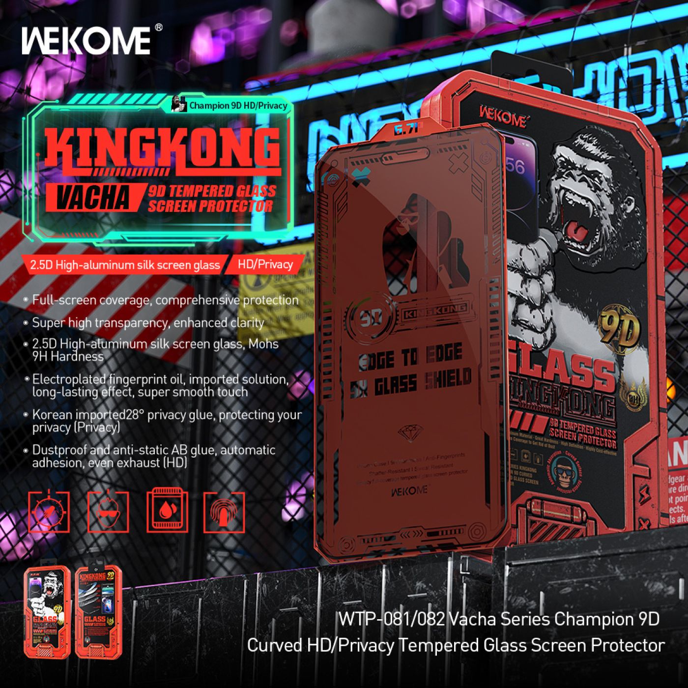 Kính Cường Lực KingKong WEKOME WTP-082 iPhone15 Screen Protector (Chống nhìn trộm)