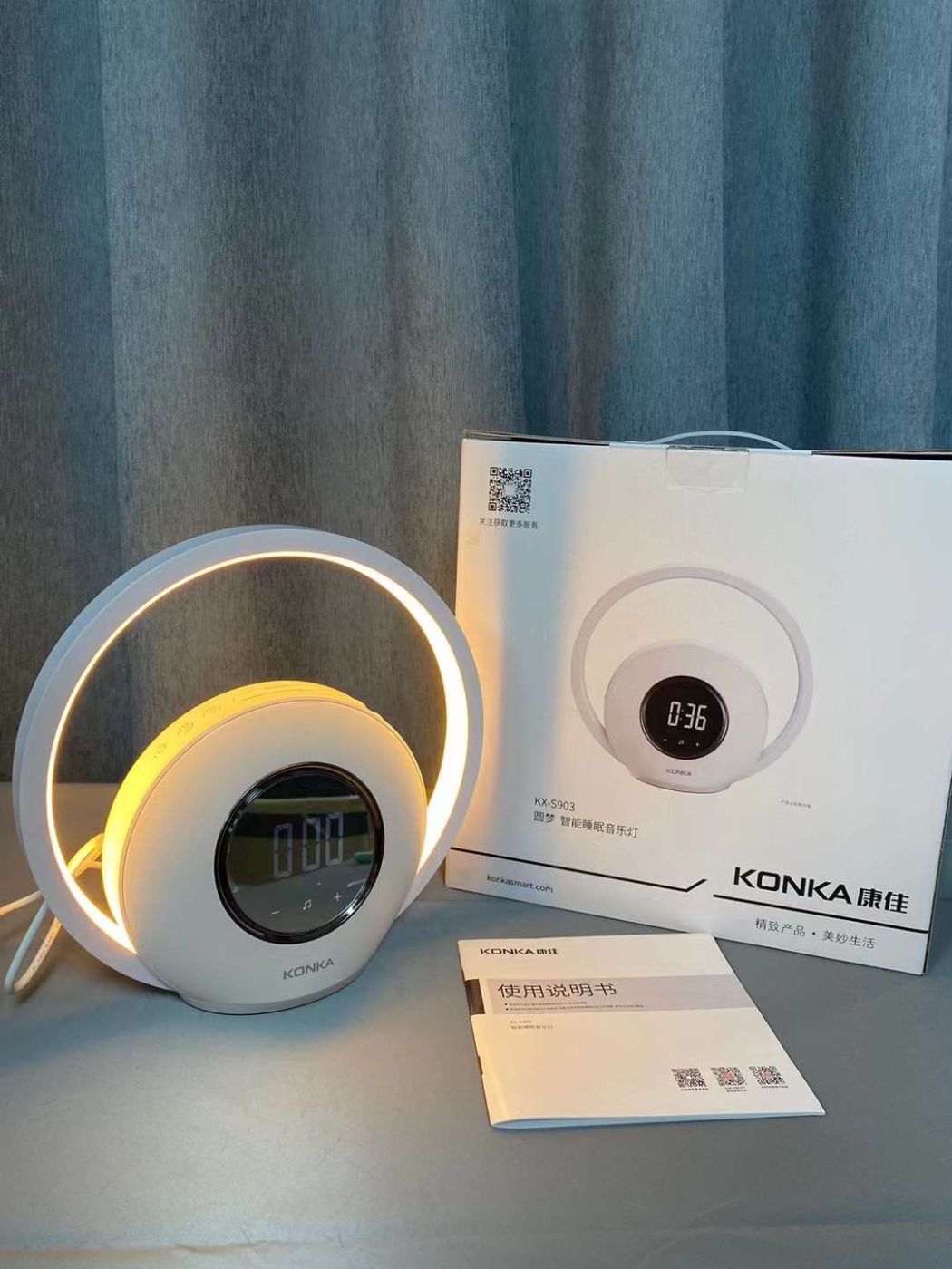Đèn ngủ thông minh ,kiêm loa Bluetooth & đồng hồ chính hãng KONKA S903 kết nối App