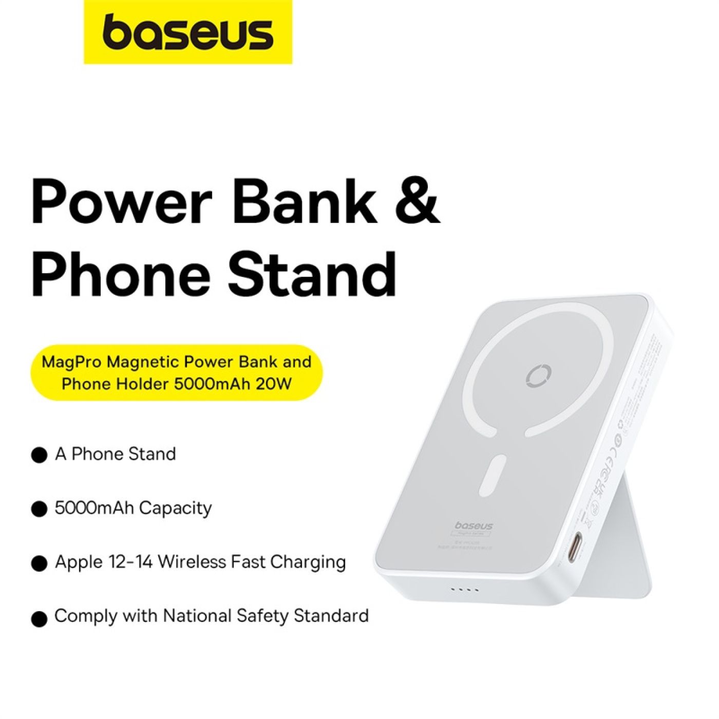 Sạc Dự Phòng Không Dây OS-Baseus MagPro Magnetic Bracket Wireless Fast-Charging Power Bank 5000mAh