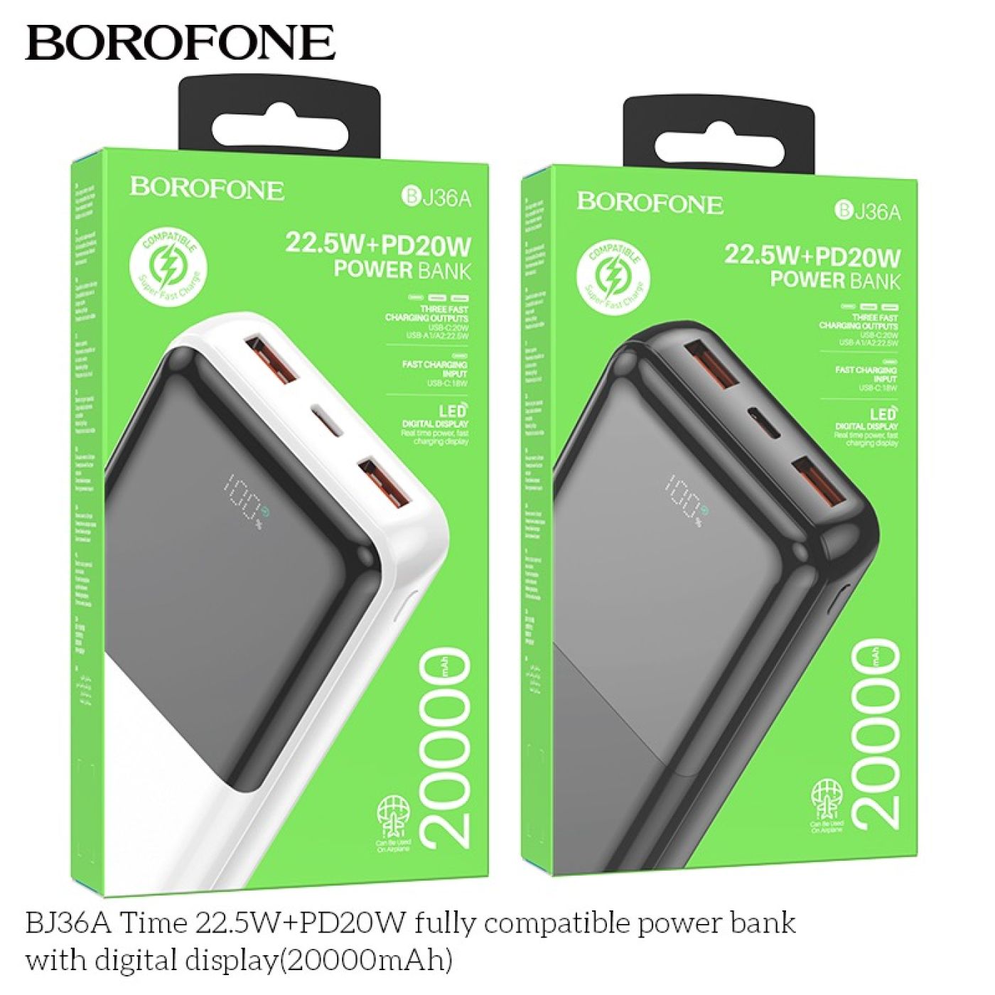 dung lượng: 20000mAh pin tích điện borofone bj36a