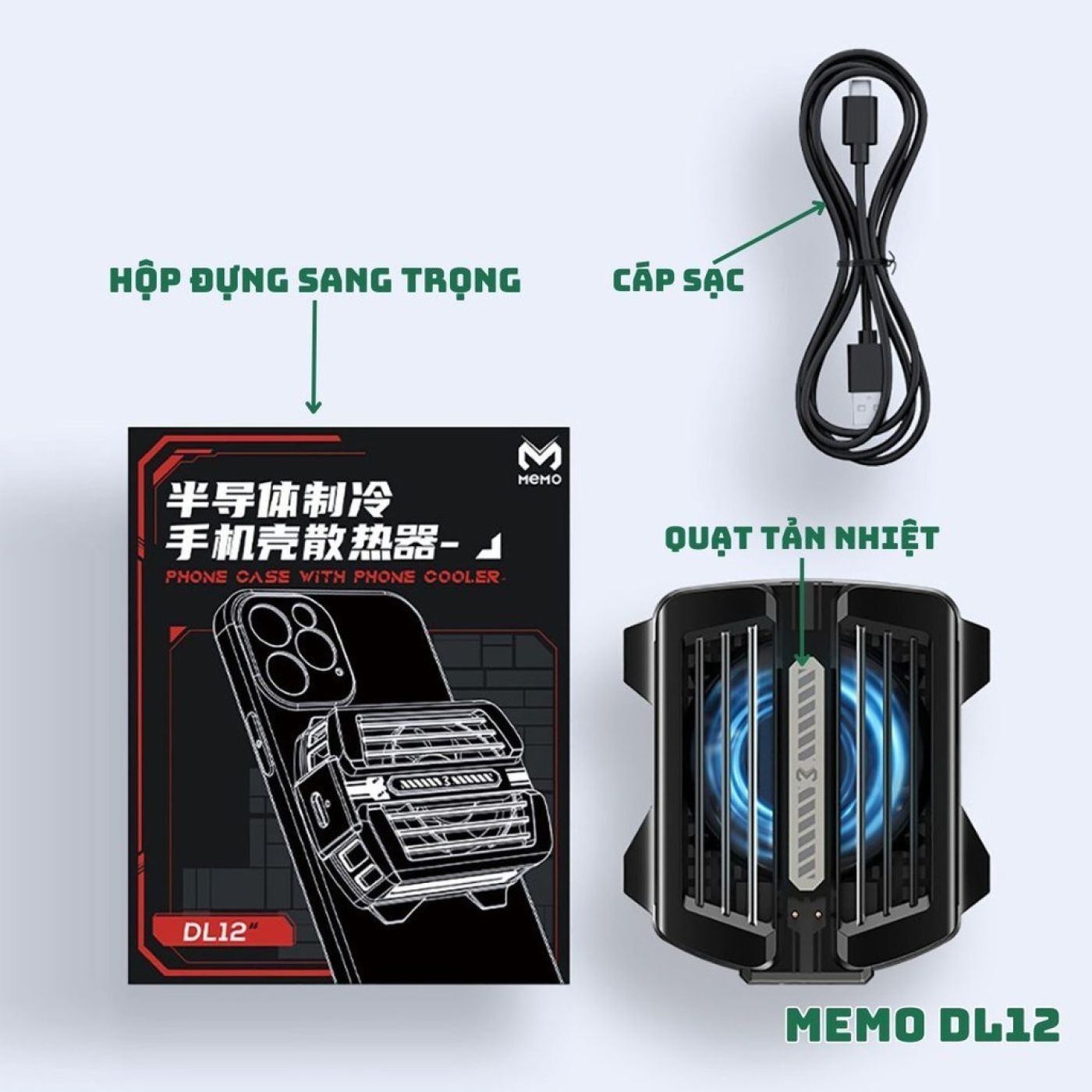 Quạt Tản Nhiệt Điện Thoại Sò Lạnh MEMO DL05 , tản nhiệt ĐT | Đèn LED RGB Gaming Siêu Đẹp