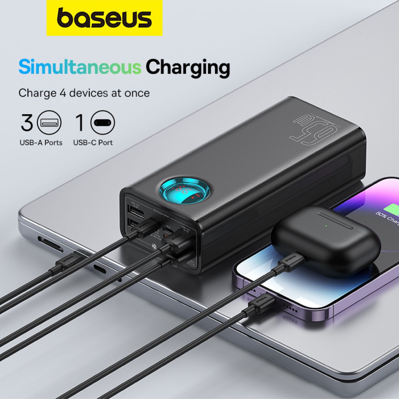 Pin Sạc Dự Phòng OS-Baseus Amblight Digital Display Fast Charge Power Bank 26800mAh