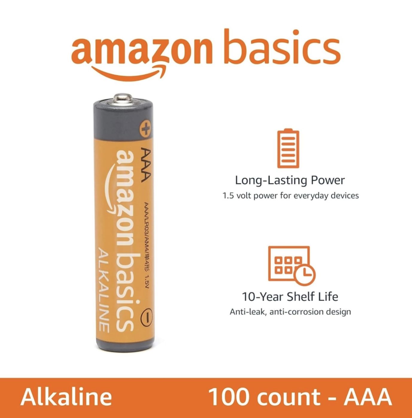 1 viên Pin AAA Alkaline ( pin điều khiển , pin đũa) hàng Amazon Basics ( Mỹ )