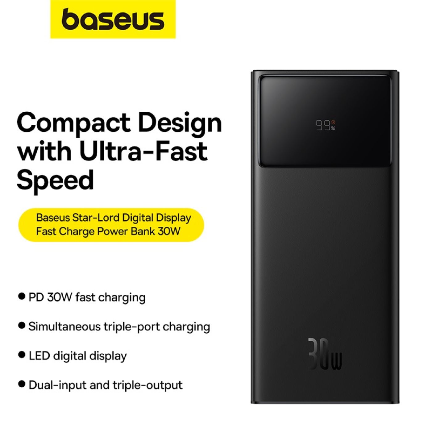 Pin Sạc Dự Phòng OS-Baseus Star-Lord Digital Display Fast Charging Power Bank 30W