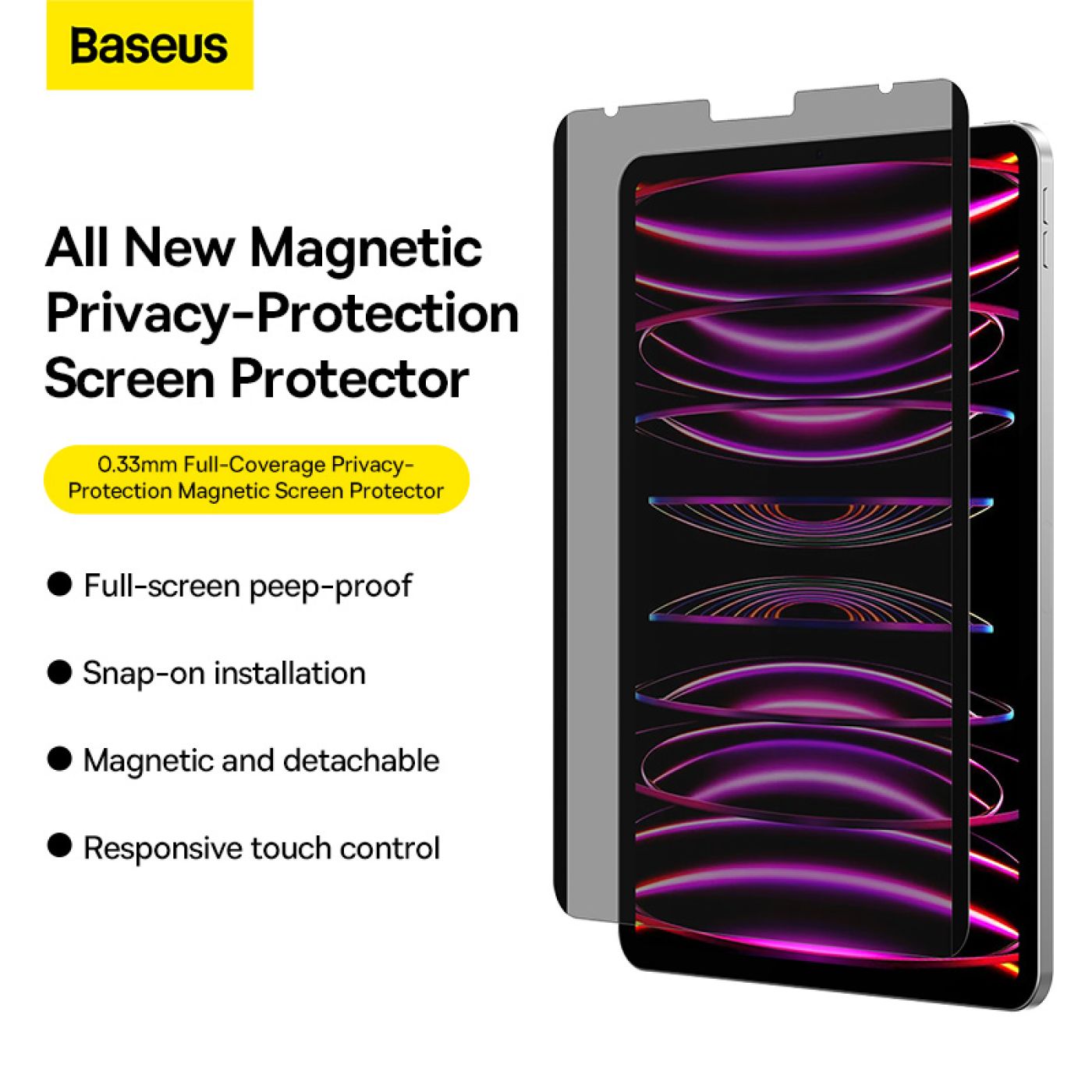 Kính Cường Lực Bảo Vệ Màn Hình Từ Tính Baseus 0.33mm Full-Coverage Privacy-Protection Magnetic