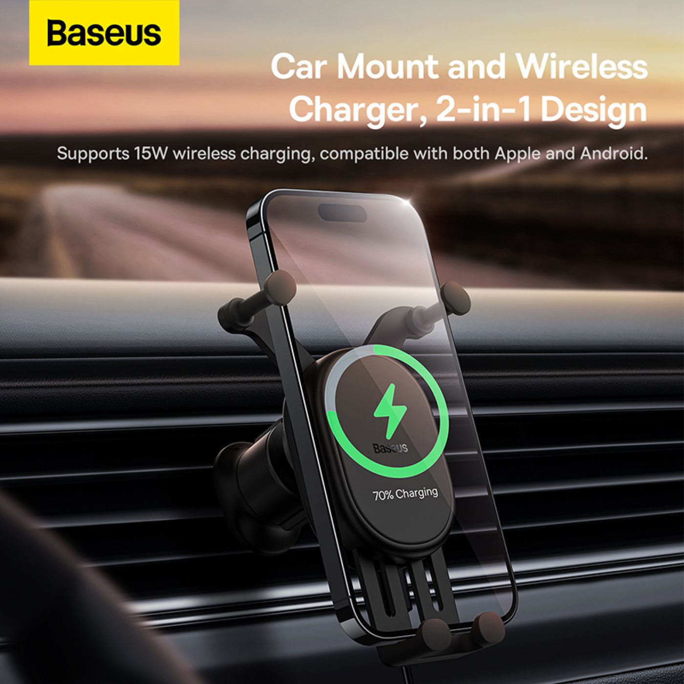 Đế Giữ Điện Thoại Baseus Stable Gravitational Wireless Charging Car Mount Pro 15W