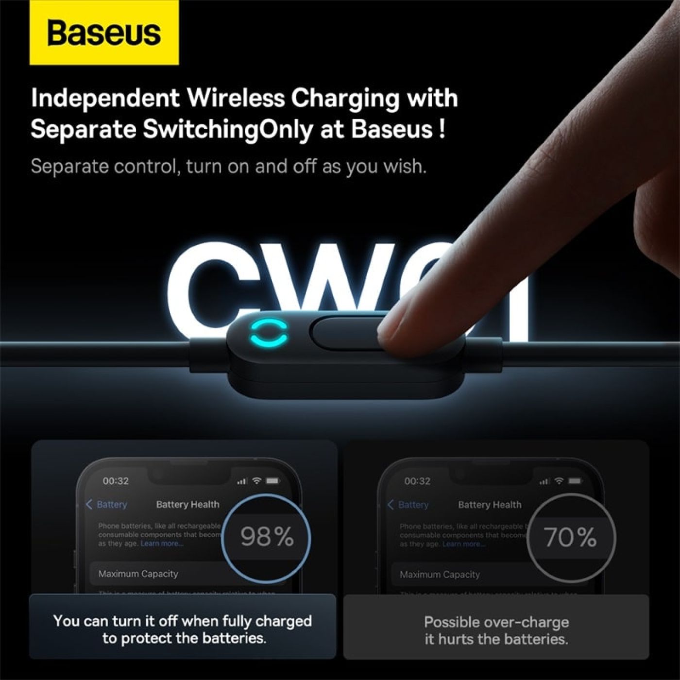 Tẩu sạc nhanh Baseus CW01 Magnetic Wireless Charging Car Mount 40W