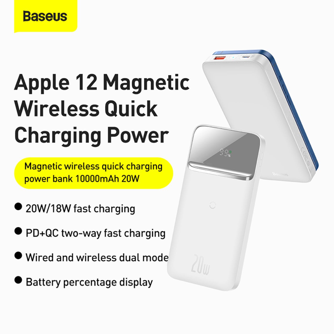 Pin Dự Phòng Sạc Nhanh Không Dây Baseus Magnetic Wireless Fast charging Power bank 10000mAh 20W