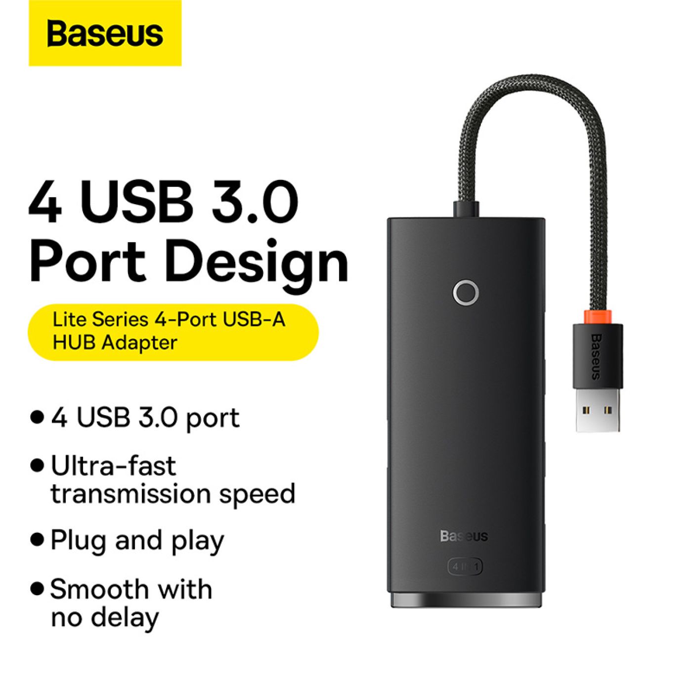 Hub chuyển đa năng Baseus Lite Series 4-Port USB-A/Type C HUB Adapter (USB-A to USB 3.0*4 , Type C)