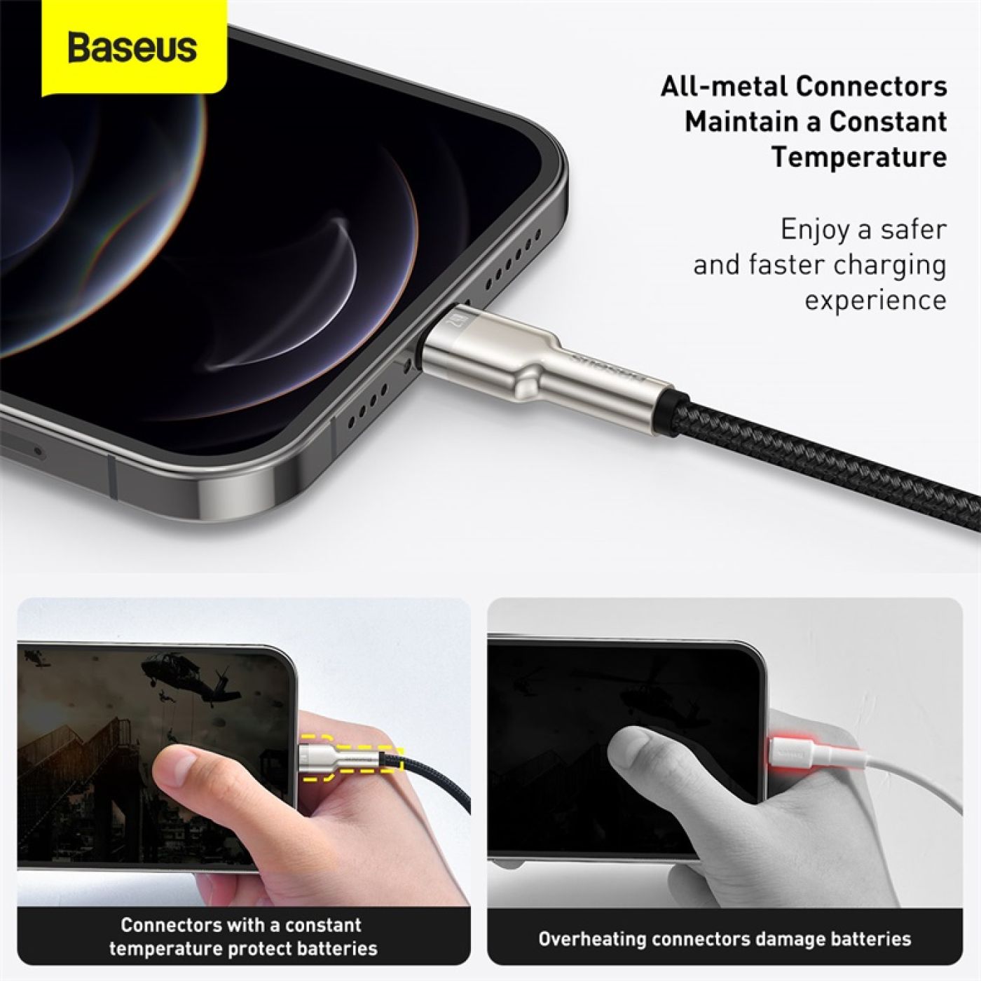 Cáp sạc nhanh, siêu bền Baseus Cafule Metal Series Lightning dùng cho iPhone/ iPad