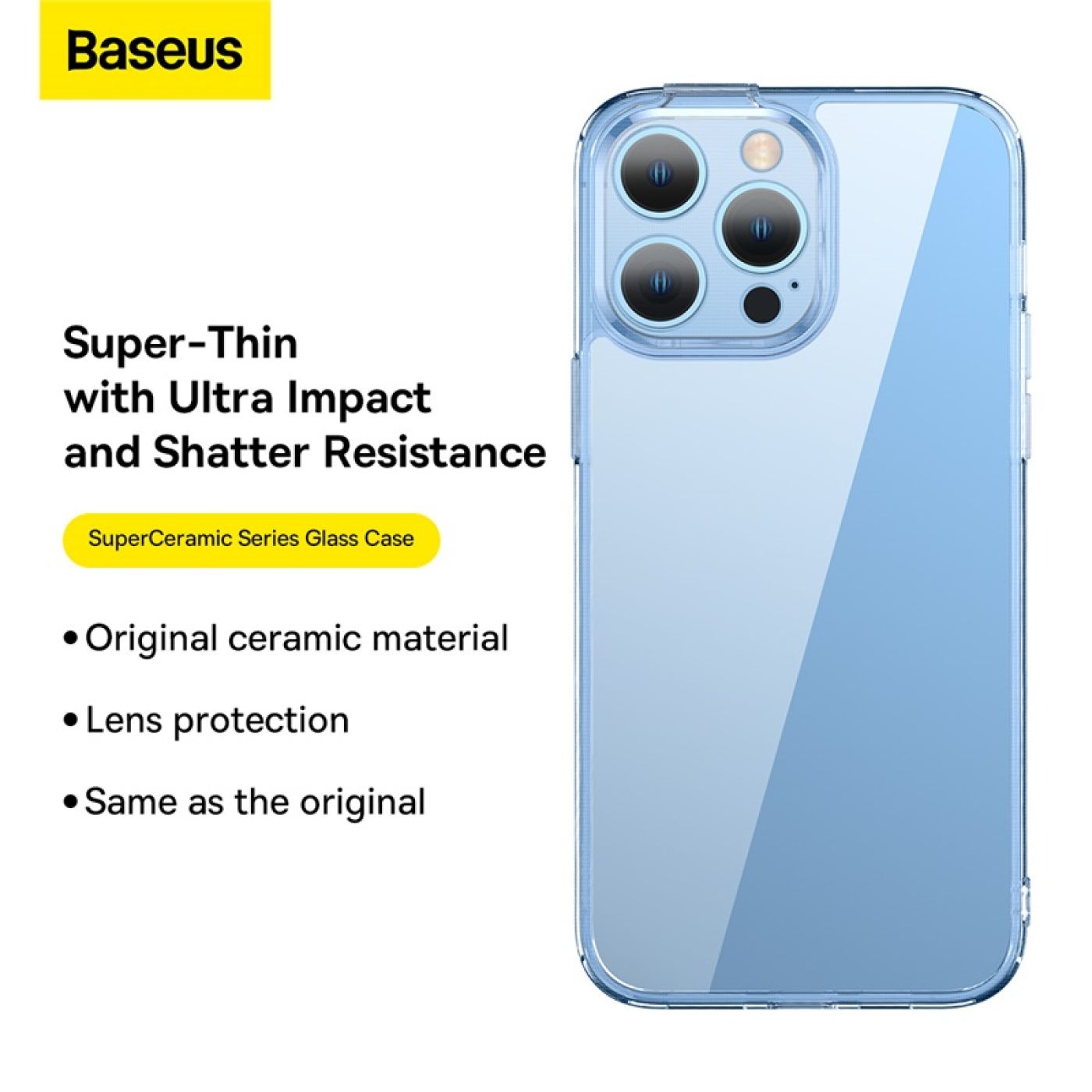 Ốp lưng cường lực viền cứng chống sốc Baseus SuperCeramic Series Glass Case For IP 14