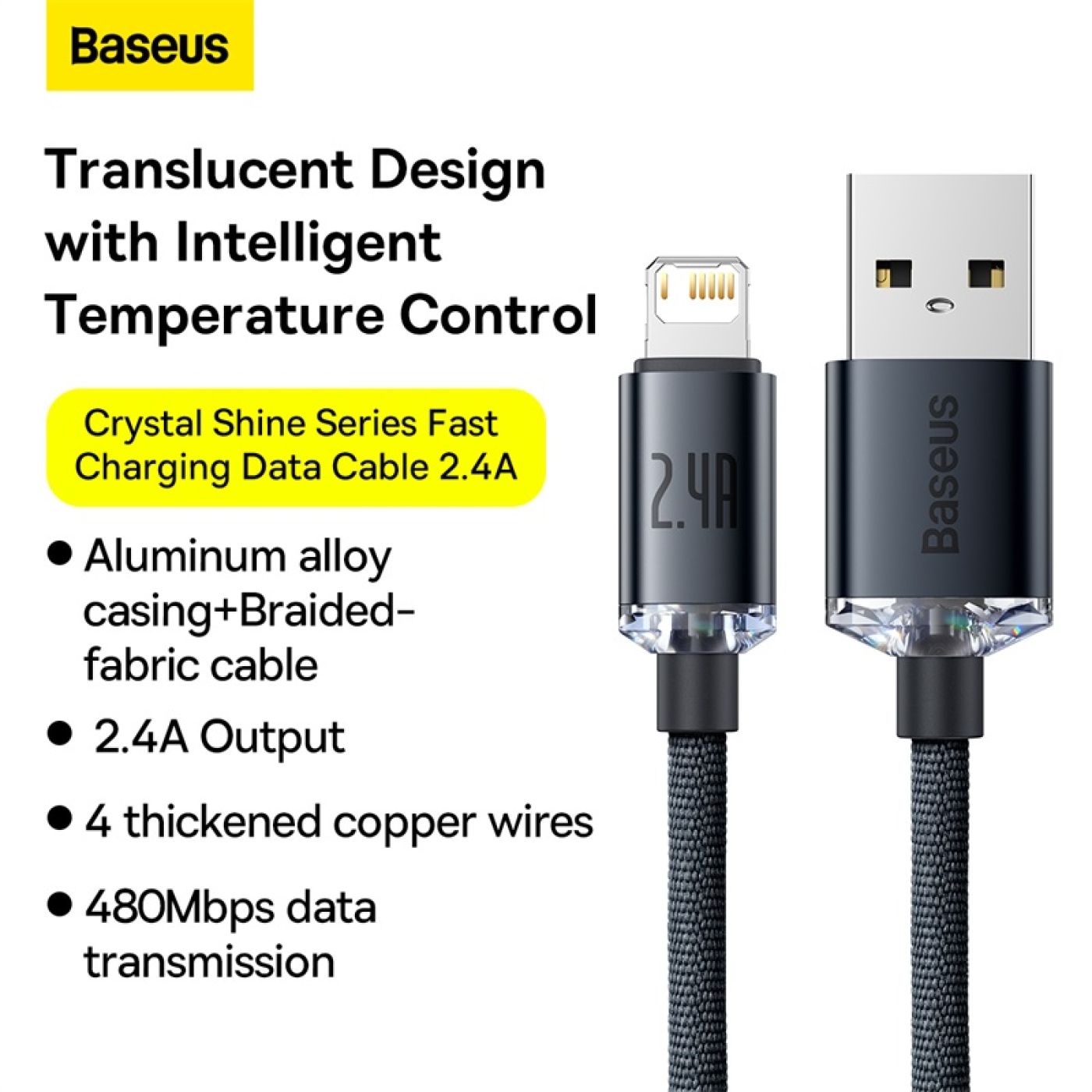 Cáp sạc nhanh, truyền dữ liệu tốc độ cao siêu bền USB to iP Baseus Crystal Shine Series Fast Charge