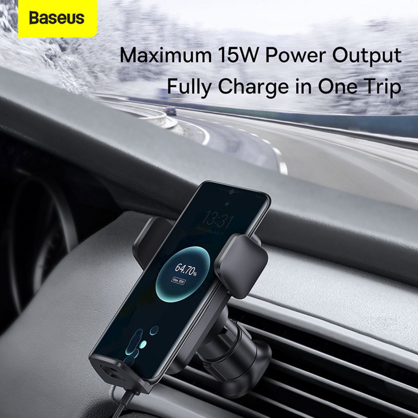 Bộ Đế Giữ Điện Thoại Baseus Wisdom Auto Alignment Car Mount Wireless Charger（QI 15W)