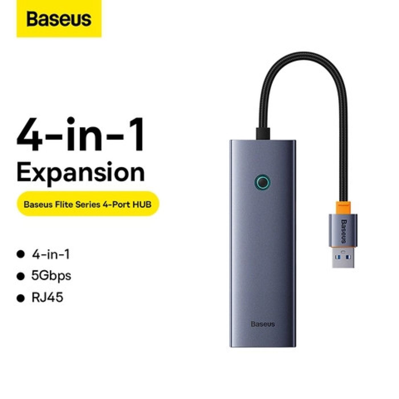 Hub BASEUS 4 Cổng Ultrajoy SERIES (USBA TO USB3.0*3+RJ45*1)