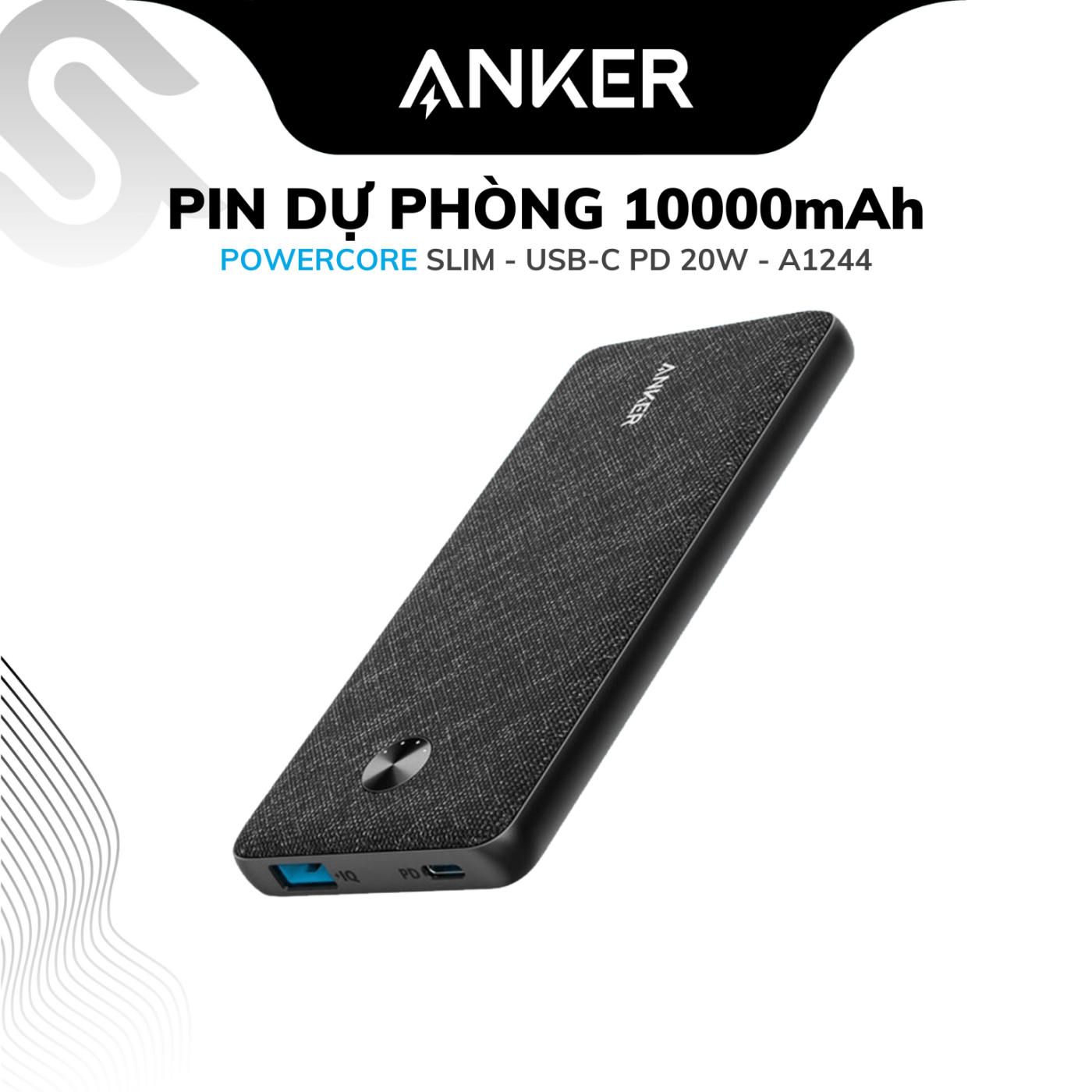Pin sạc dự phòng ANKER PowerCore Slim 10000mAh PD 20W - A1244 - Mới 100% - Chính hãng AnkerVN