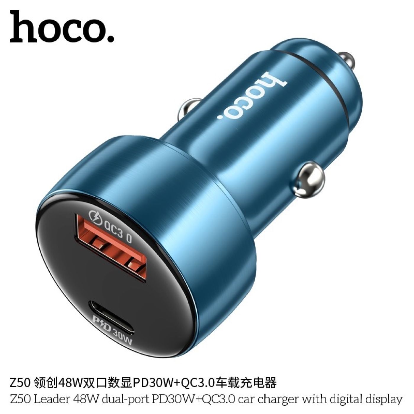 Tẩu Sạc nhanh cho Xe Hơi Z50 (48W Hai Cổng - PD30W+QC3.0)