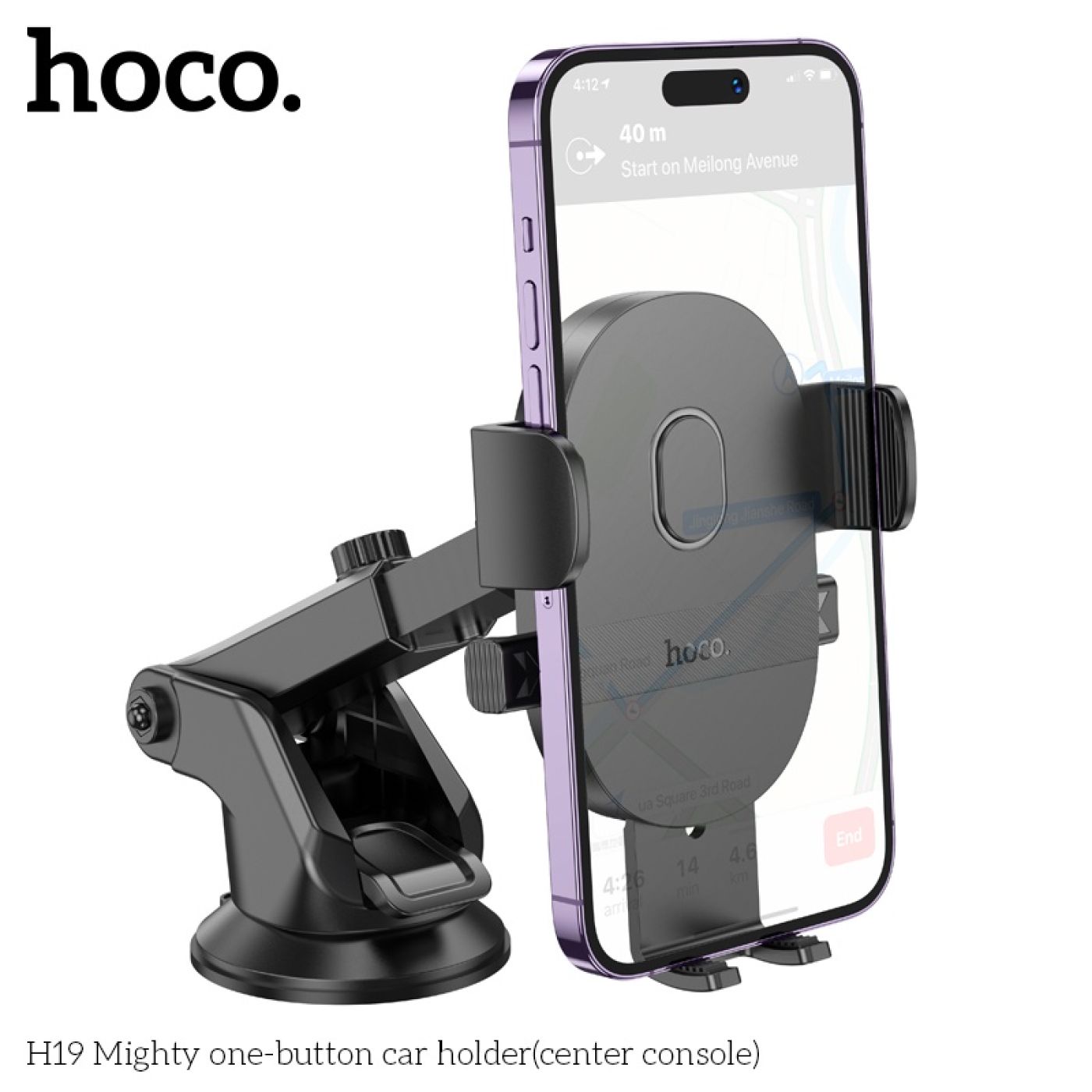 Giá đỡ điện thoại trên xe hơi ô tô Hoco H19 để từ 4,7-7 inch gắn trên kính hoặc táp lô
