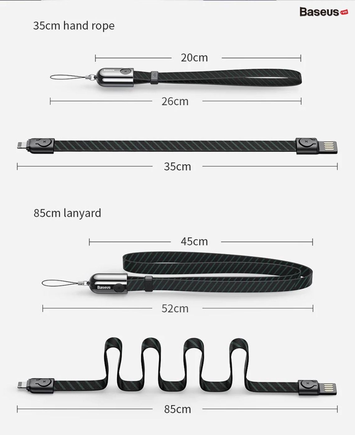 Cáp sạc Lighting tích hợp dây đeo vải mềm đa năng Baseus Collar Lanyard dùng cho iPhone/ iPad (2.4A)